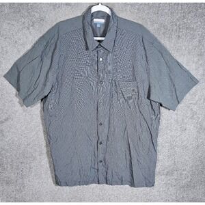Breakwater Shirt Mens XL Button Up Gray Black Striped Chest Pocket Short Sleeve